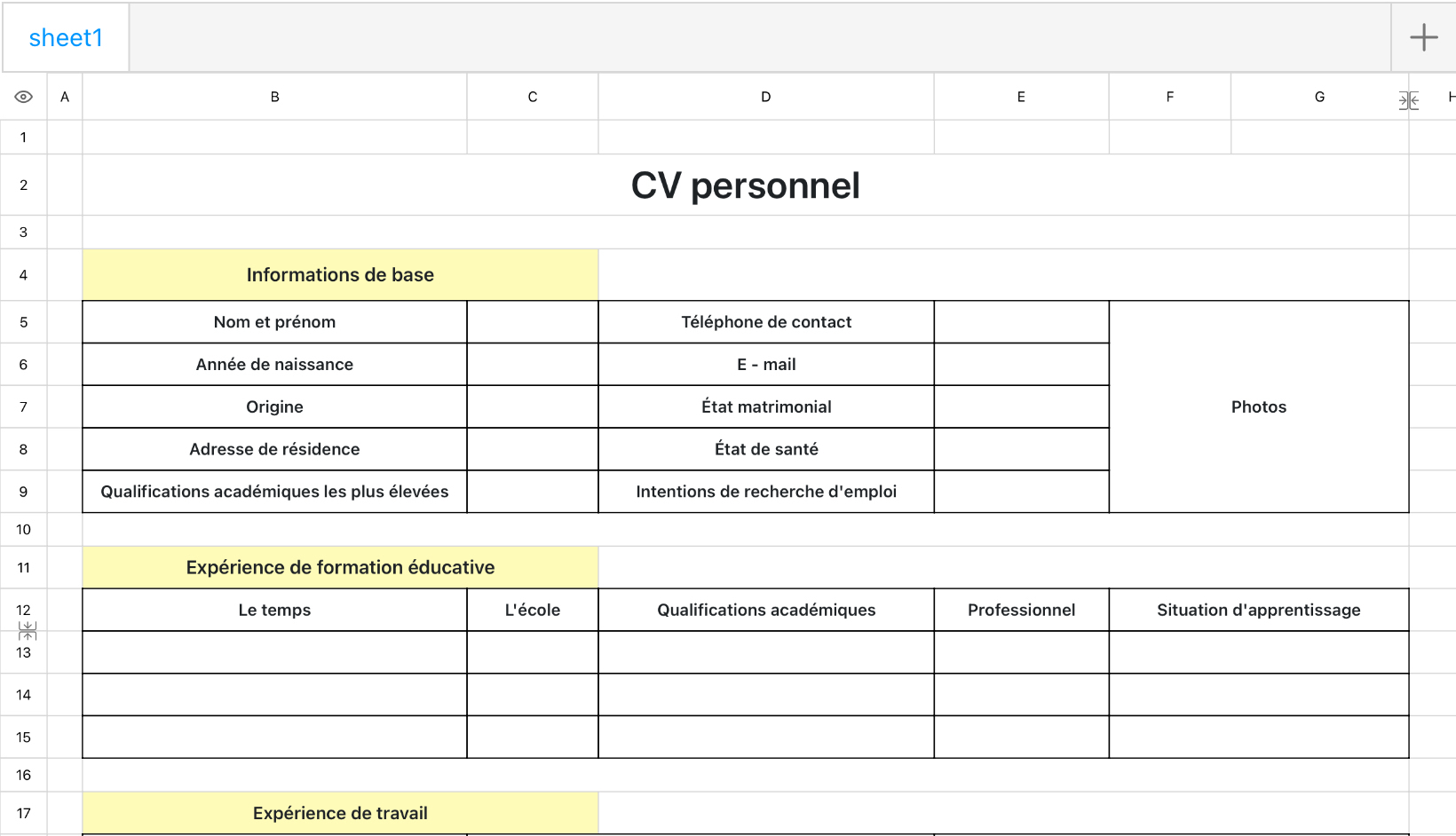 CV simple et universel